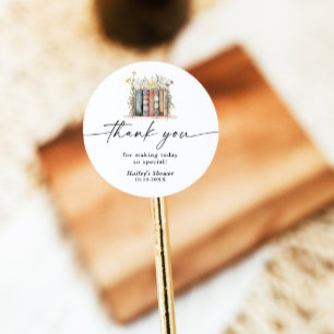 Neues Kapitel Beginnt Wildflower Baby Shower Runder Aufkleber