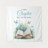 Neues Kapitel Blue Brunch Buch Babydusche Hintergr Wandteppich (Vorderseite)