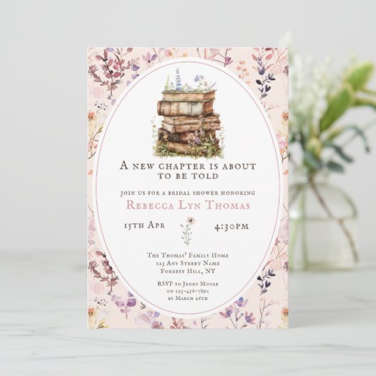 Neues Kapitel Brautparty Wasserfarbe, Wildblume Einladung (Stehend Vorderseite)