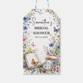 Neues Kapitel Buch Schmetterling Blumen Hochzeitsd Geschenkanhänger
