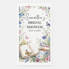 Neues Kapitel Buch Schmetterling Blumen Hochzeitsd Serviette