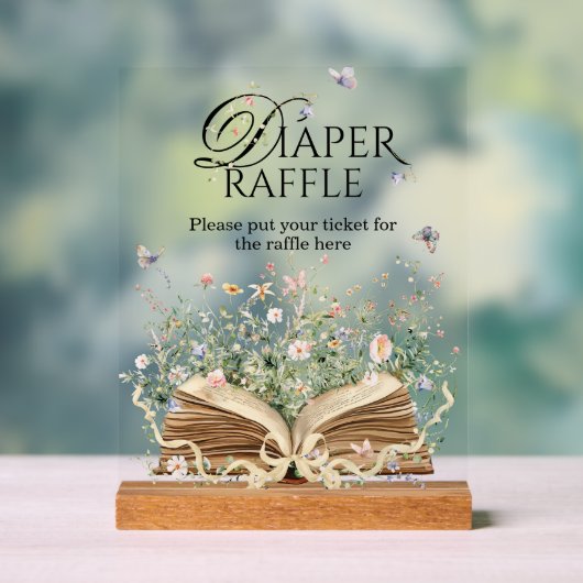 Neues Kapitel Buch Thema Wildblume Windeln Raffel Acrylschild (Neutral)