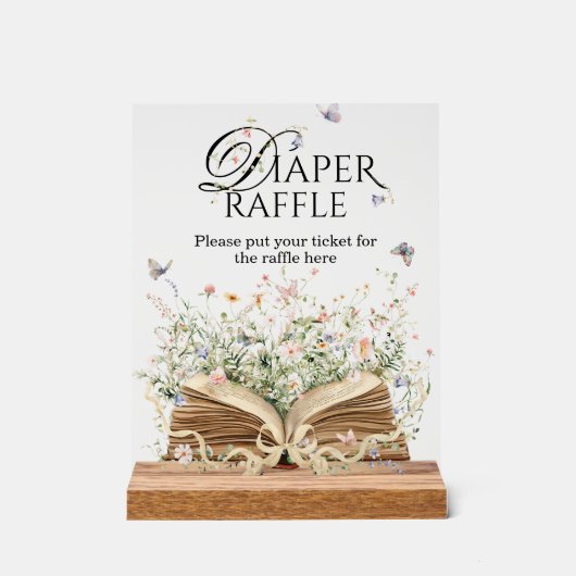 Neues Kapitel Buch Thema Wildblume Windeln Raffel Acrylschild (Vorderseite)