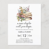 Neues Kapitel | Buchen Baby Dusche Budget Einladun (Vorderseite)