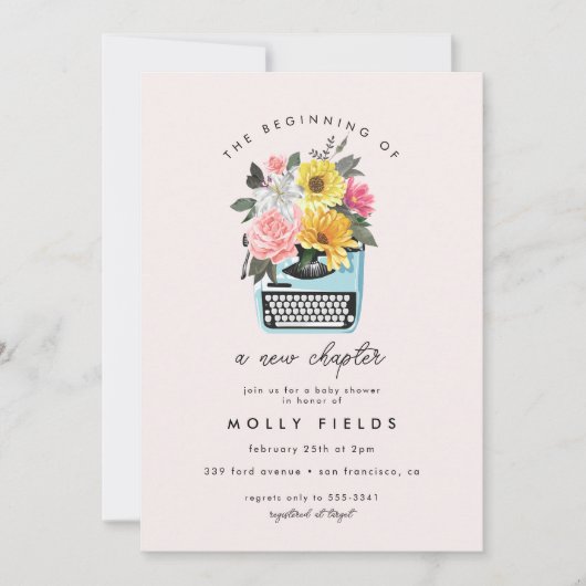 Neues Kapitel Bücher Literaturschreiben Kinderdusc Einladung (Vorderseite)