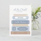 Neues Kapitel Bücher Storybook Kinderdusche Einladung (Stehend Vorderseite)