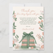 Neues Kapitel Bücher Whimsical Sage Green Baby Dus Dankeskarte (Vorderseite)