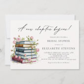 Neues Kapitel Buchüberlauf Bookworm Rose Brautpart Einladung (Vorderseite)