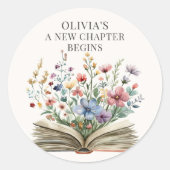 Neues Kapitel fängt Baby Shower Sticker buchen an (Vorderseite)