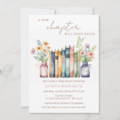 Neues Kapitel Geschichte Buch Gender Neutral Baby Einladung (Vorderseite)