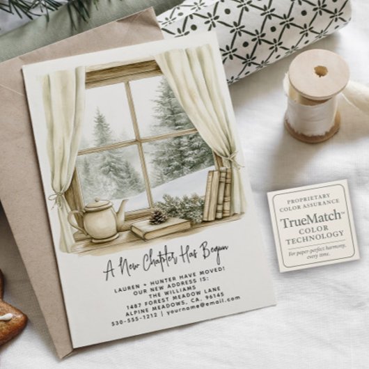 Neues Kapitel hat Winterurlaub in Wasserfarben beg Ankündigungspostkarte