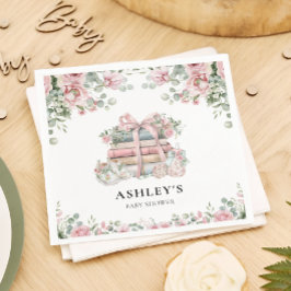 Neues Kapitel Pink Bow Bläschen Baby Dusche Serviette