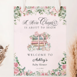 Neues Kapitel Pink Bow Blumenblütendusche Begrüßun Poster
