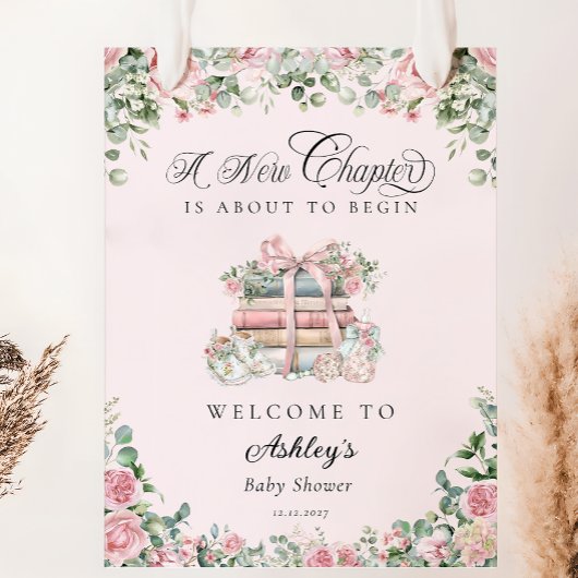 Neues Kapitel Pink Bow Blumenblütendusche Begrüßun Poster