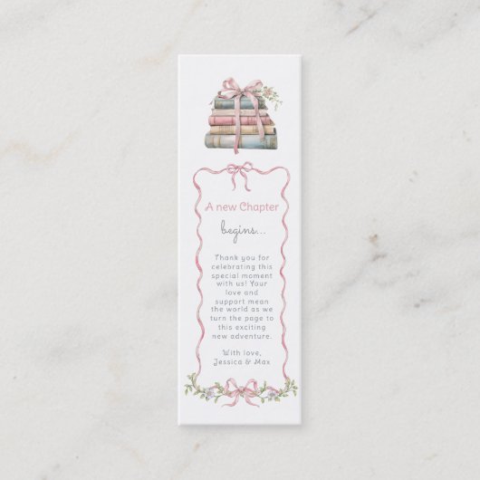 Neues Kapitel Pink Bow Kinderdusche Lesezeichen Mini Visitenkarte (Vorderseite)