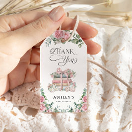 Neues Kapitel Pink Floral Bow Baby Dusche Vielen D Geschenkanhänger