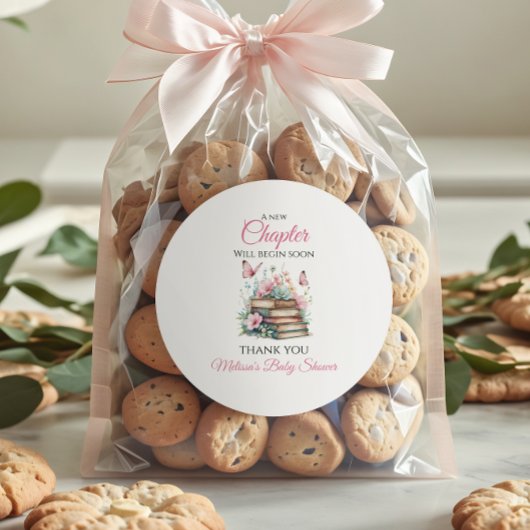 Neues Kapitel Pink Girl Storybook Kinderdusche Runder Aufkleber