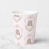 Neues Kapitel Rosa Band Bogen Vintage Babydusche Pappbecher (Rückseite)