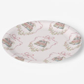 Neues Kapitel Rosa Band Bogen Vintage Babydusche Pappteller (Schrägansicht)