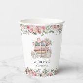 Neues Kapitel Rosa Blumenknechtendusche Pappbecher (Rückseite)