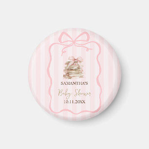 Neues Kapitel Rosa Bogen Streifen Baby Shower Magnet