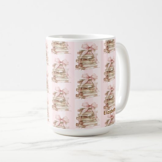 Neues Kapitel Rosa Bogen Streifen Kaffeetasse (VorderseiteRechts)