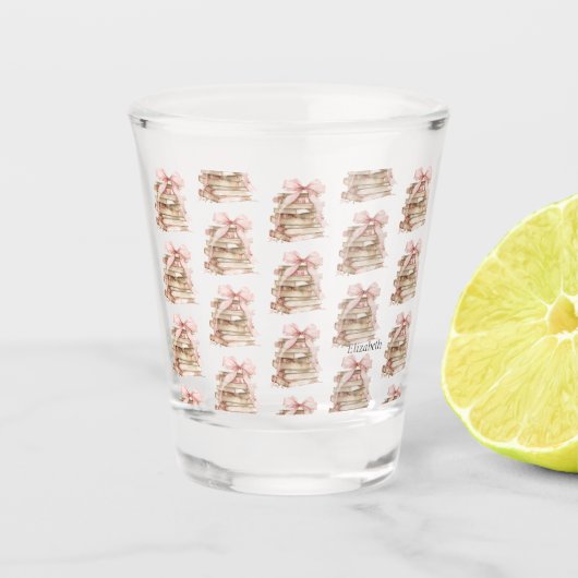 Neues Kapitel Rosa Bogen Streifen Schnapsglas (Vorderseite)