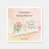 Neues Kapitel Rosa Buch und Ring Brautparty Serviette (Vorderseite)