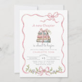 Neues Kapitel Rosa Foto QR-Code Kinderdusche Einladung (Vorderseite)