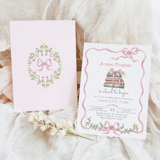 Neues Kapitel Rosa Wildblume Kinderdusche Einladung