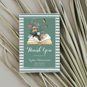 Neues Kapitel Storybook Buch Blumen Babyparty  Dankeskarte
