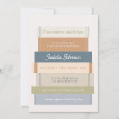 Neues Kapitel Storybook Buchstapel Kinderdusche Einladung (Vorderseite)