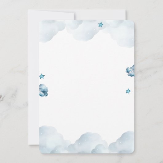 Neues Kapitel Teddy Blue Junge Babydusche Bär Einladung (Rückseite)