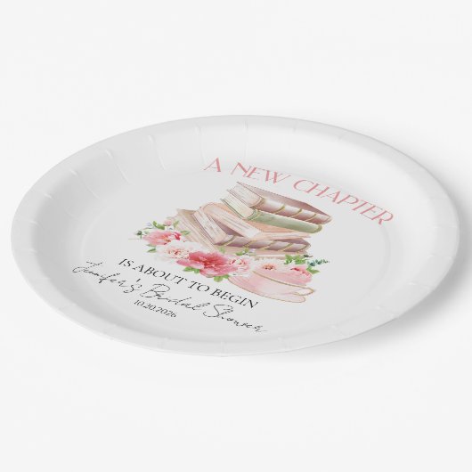 Neues Kapitel | Tee & Bücher Wasserfarben-Brautpar Pappteller (Schrägansicht)