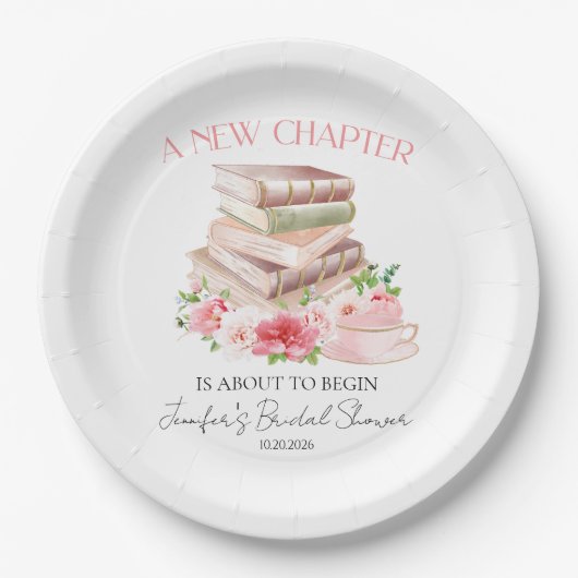 Neues Kapitel | Tee & Bücher Wasserfarben-Brautpar Pappteller (Vorderseite)