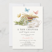 Neues Kapitel Tee Set Schmetterlinge Buch Kinderdu Einladung (Vorderseite)