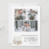 Neues Kapitel Verheiratet Frohe Winterschneeflocke Feiertagskarte (Vorderseite)