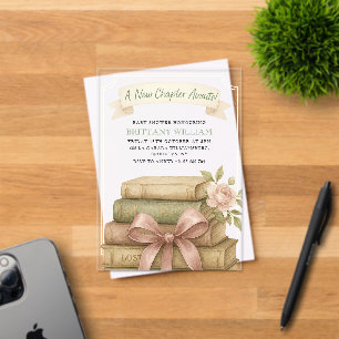 Neues Kapitel wartet auf Pink Bow Baby Dusche Acryleinladungen