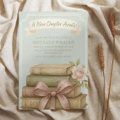 Neues Kapitel wartet auf Pink Bow Baby Dusche Einladung