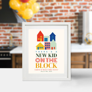 Neues Kind auf Block 6 neutrale Zuhause-Babydusche Poster