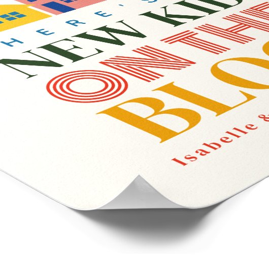 Neues Kind auf Block 6 neutrale Zuhause-Babydusche Poster (Ecke)