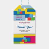 Neues Kind auf der Adoption Blockfoster Kinderdusc Geschenkanhänger (Vorderseite)