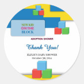 Neues Kind auf der Adoption Blockfoster Kinderdusc Runder Aufkleber (Vorderseite)