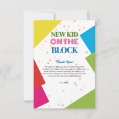 Neues Kind auf der Blockfarbendusche Dankeskarte (Vorderseite)