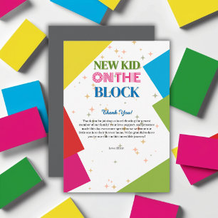 Neues Kind auf der Blockfarbendusche Dankeskarte