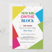 Neues Kind auf der Blockfarbendusche Einladung (Vorderseite)