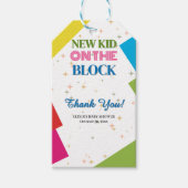 Neues Kind auf der Blockfarbendusche Geschenkanhänger (Vorderseite)