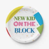 Neues Kind auf der Blockfarbendusche Pappteller (Vorderseite)