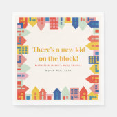 Neues Kind auf der BlockNeighborhood Baby-Dusche Serviette (Vorderseite)