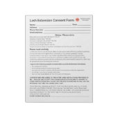 *Neues* Lash-Einverständnisformular Notizblock (Rotiert)